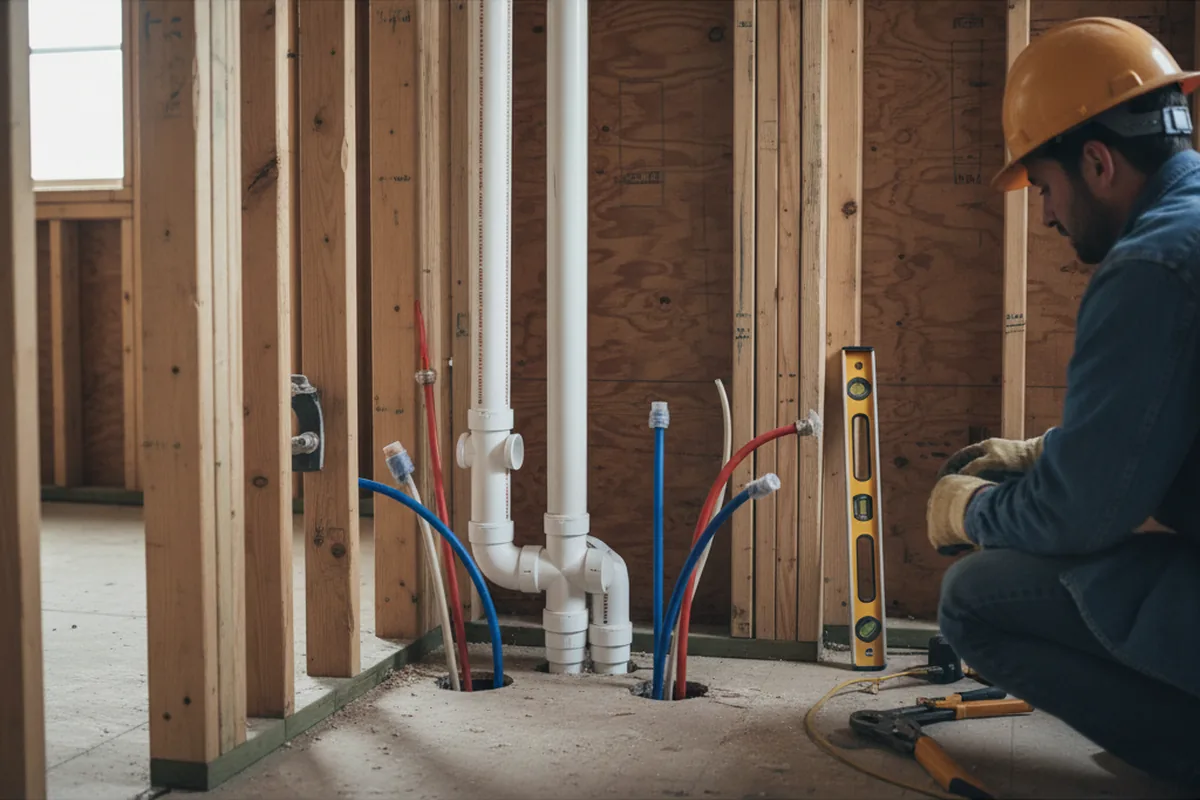 Drain and supply rough-in during Sump Pump Repair in Lawndale